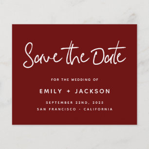Budget Burgundy Save the Date Invitation Flyer