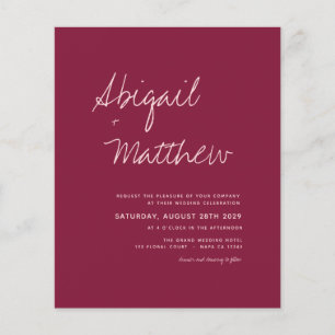 Budget Burgundy Simple Modern Wedding Invitation  Flyer