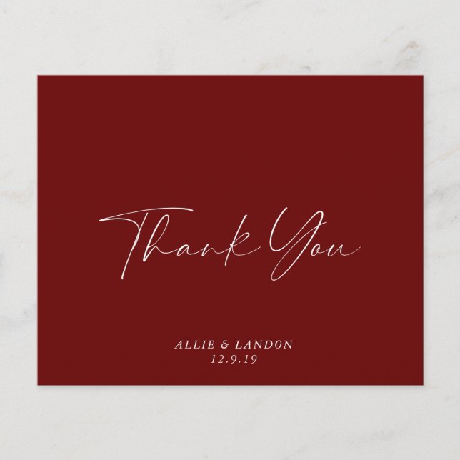 BUDGET Burgundy Thank You Card (Front)