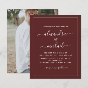 Budget Burgundy Wedding with Photo Invitation