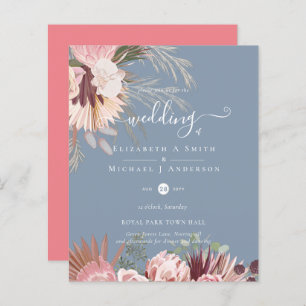 BUDGET Burgundy Wine Pampas Grass Tropical Wedding