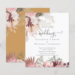 BUDGET Burgundy Wine Pampas Grass Tropical Wedding