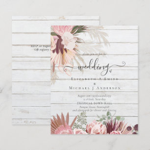 BUDGET Burgundy Wine Pampas Grass Tropical Wedding