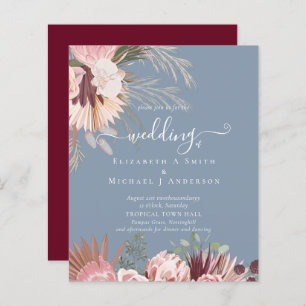 BUDGET Burgundy Wine Pampas Grass Tropical Wedding