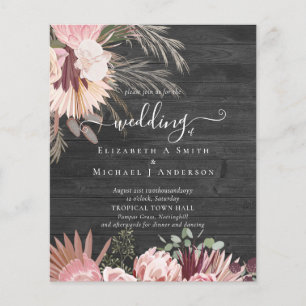BUDGET Burgundy Wine Pampas Grass Tropical Wedding