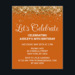 Budget Burnt Orange 30th Birthday Party Invitation<br><div class="desc">Burnt Orange Gold Glitter Invite,  Budget 30th Birthday Party invitation,  Let's celebrate Thirty Any Age,  Fortieth Fiftieth Forty Fifty Sixty,  Personalised 21st 40th 50th 60th,  Elegant Milestone Thirtieth Sweet 16,  Custom 18th Glam Golden Confetti,  Adult Calligraphy Modern Stylish script,  Chic trendy simple for her,  Rust Copper 16th quinceanera 15th</div>