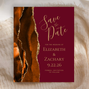 Budget Burnt Orange Agate Burgundy Save the Date