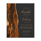 Budget Burnt Orange Agate Dark Wedding Invitation