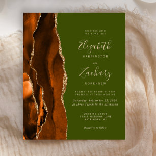 Budget Burnt Orange Agate Olive Green Wedding