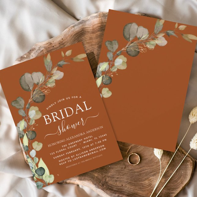 Budget  Burnt Orange Bridal Shower Eucalyptus Flyer (Creator Uploaded)