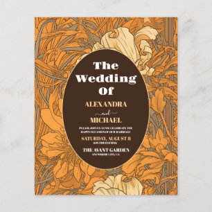 Budget Burnt Orange Floral Art Nouveau Wedding