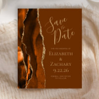 Budget Burnt Orange Gold Agate Brown Save the Date