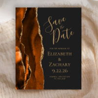 Budget Burnt Orange Gold Agate Dark Save the Date