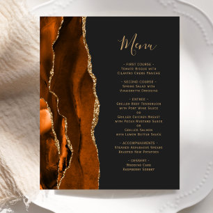 Budget Burnt Orange Gold Agate Dark Wedding Menu