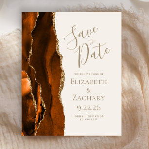 Budget Burnt Orange Gold Agate Ivory Save the Date