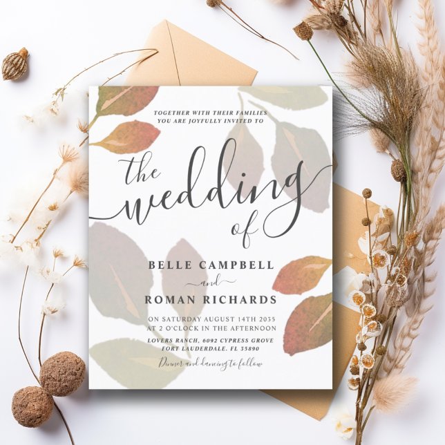 budget Burnt Orange Watercolor Foliage Wedding (Creator Uploaded)