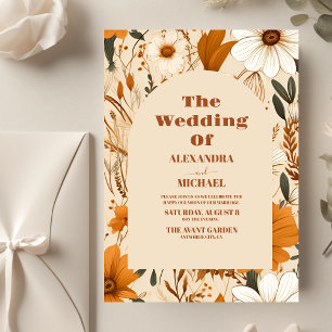 Budget Burnt Orange Watercolor Wildflowers Wedding