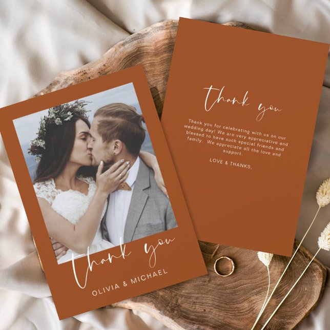 Budget Burnt Orange Wedding Thank You Card (Creator Uploaded)