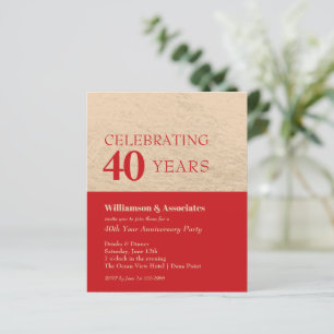 Budget Business Anniversary Gold Red Invitation