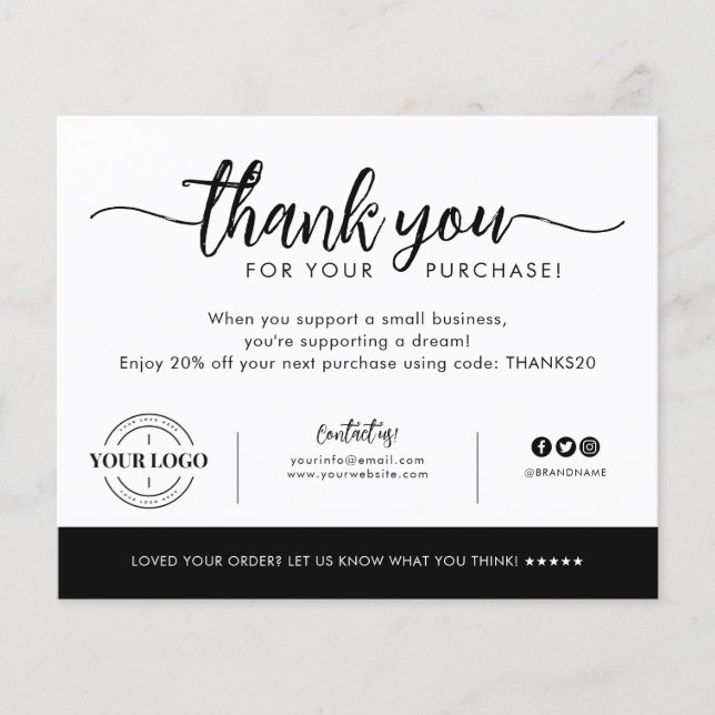 Budget Business Company Logo Thank You Purchase (Front)