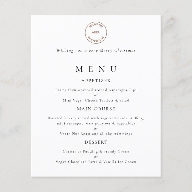Budget Business Logo Christmas Party Menu (Front)