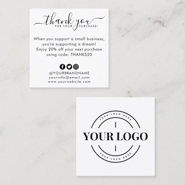 Budget Business Logo Company Custom Thank You Card (Front/Back)