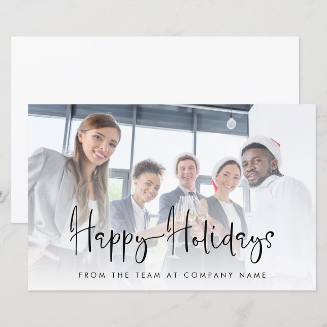Budget Business Logo Photo Happy Holidays Card (Front/Back)