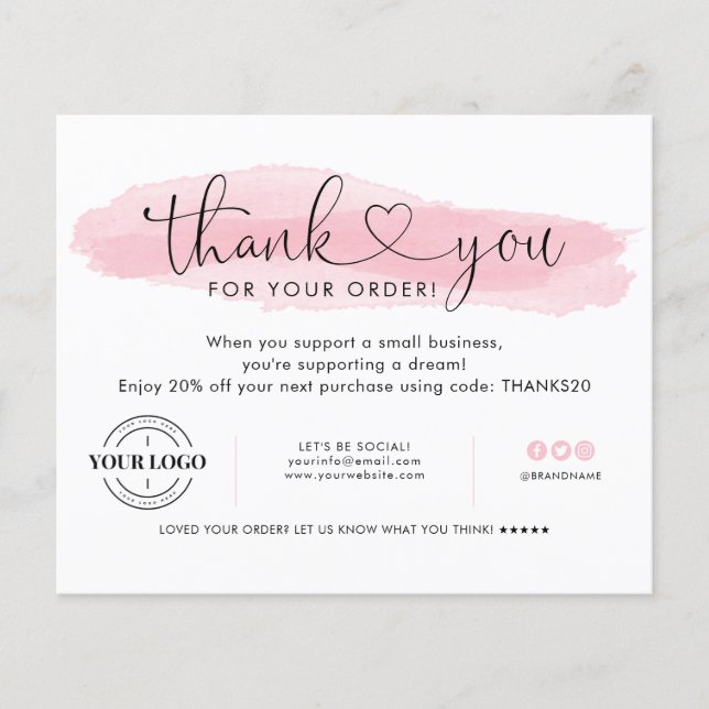 Budget Business Logo Thank You Blush Pink Heart (Front)