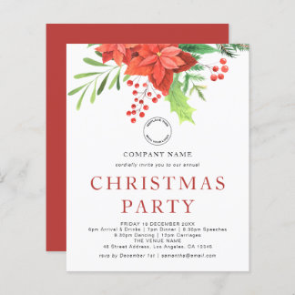 Budget Business Poinsettia Logo Christmas Party 