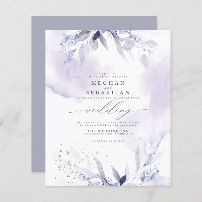Budget But Beautiful Elegant Violet Watercolor (Front/Back)