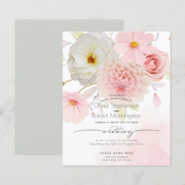 Budget But Beautiful Pastel Pink Floral Wedding (Front/Back)