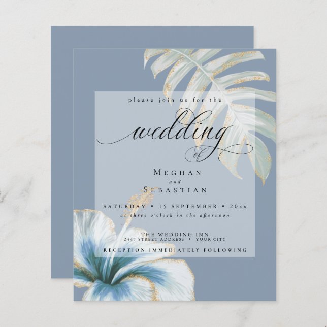 Budget But Beautiful Wedding Dusty Blue Hibiscus (Front/Back)