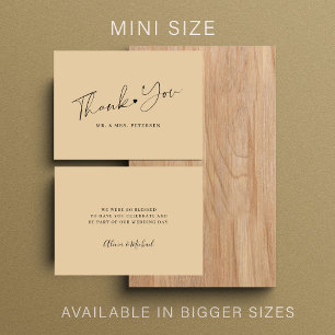 Budget butter yellow wedding thank you script card