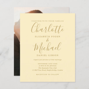 Budget Buttercup Yellow Photo Wedding Invitation