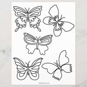 Budget Butterflies and Blooms Colouring Page