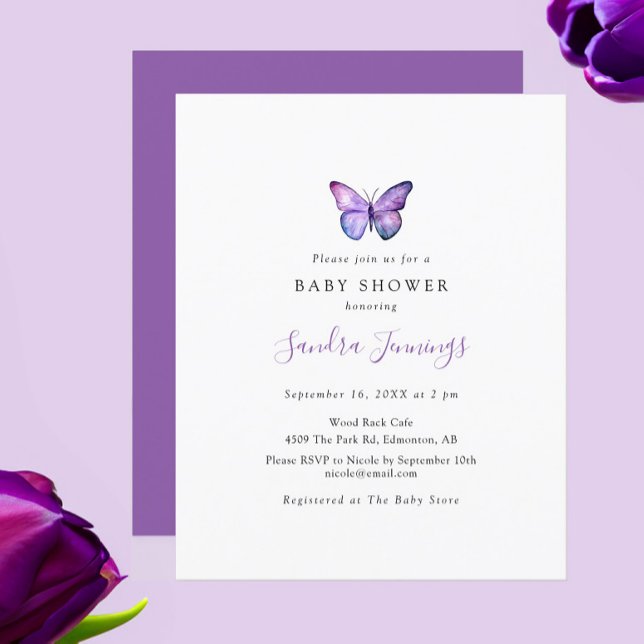 Budget Butterfly Baby Shower Elegant Watercolor (Creator Uploaded)