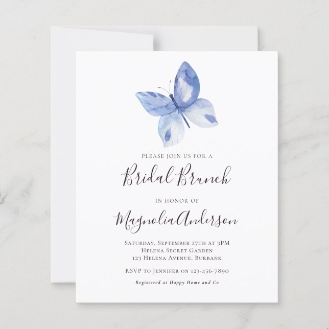Budget Butterfly Bridal Brunch Invitation (Front)