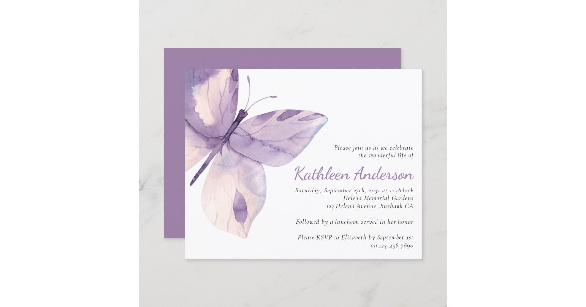 Budget Butterfly Celebration of Life Invitation | Zazzle