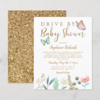 Budget Butterfly Drive By Baby Shower Invititation