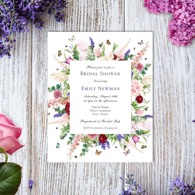 Budget Butterfly & Floral Bridal Shower Invitation (Creator Uploaded)