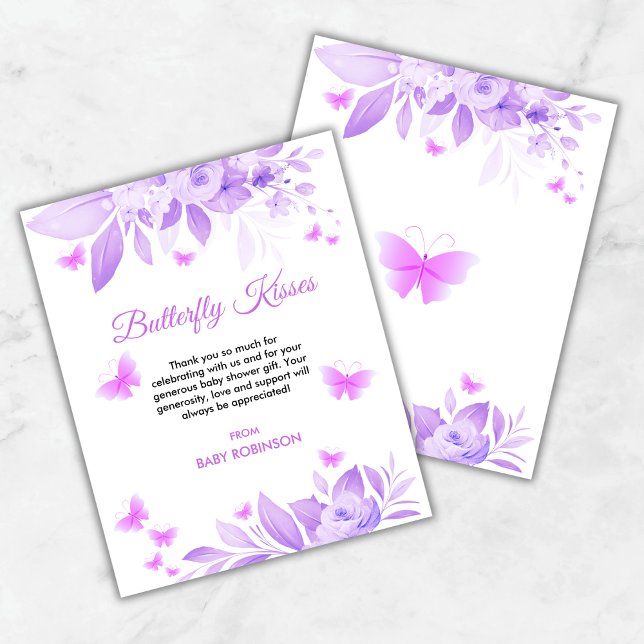 Budget Butterfly Kisses Baby Shower Thank You Card (Budget Butterfly Kisses Baby Shower Thank You Card )
