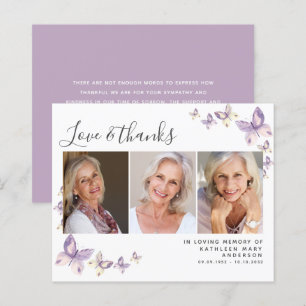 Budget Butterfly Photo Funeral Thank You Card