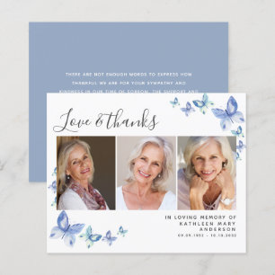 Budget Butterfly Photo Funeral Thank You Card