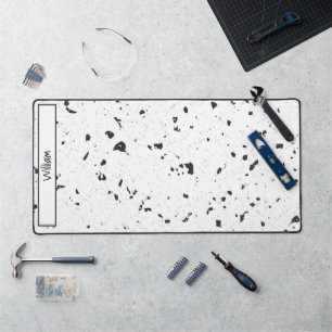 Budget Buy, Black & Grey Chips Terrazzo Pattern Desk Mat
