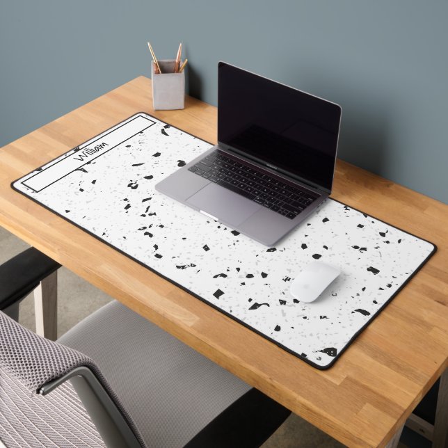 Budget Buy, Black & Grey Chips Terrazzo Pattern Desk Mat (Office 2)