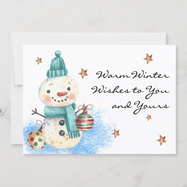 Budget Buy || Custom Winter Wishes Merry Christmas Holiday Card (Front)