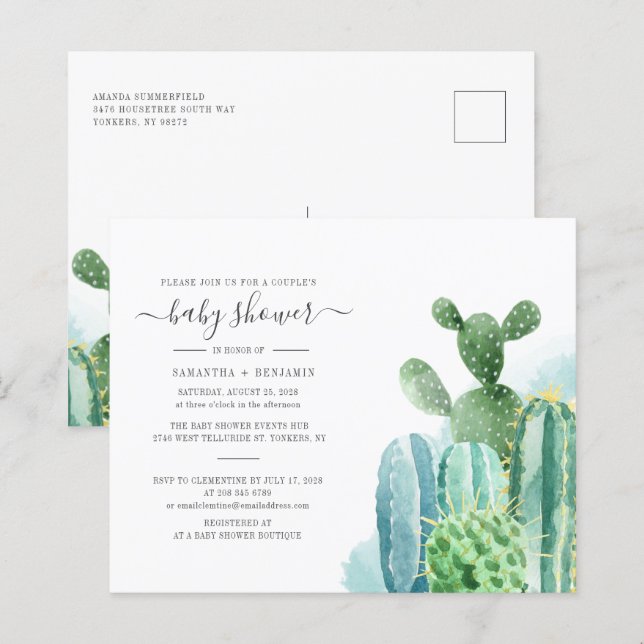 Budget Cacti Plants Botanical Couples Baby Shower (Front/Back)