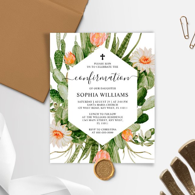 Budget Cactus Flower Frame Confirmation Invitation (Creator Uploaded)