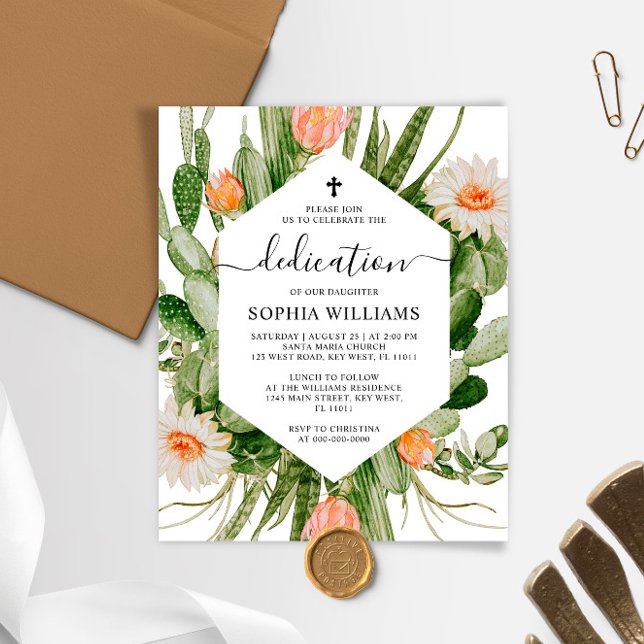 Budget Cactus Flowers Frame Dedication Invitation (Creator Uploaded)