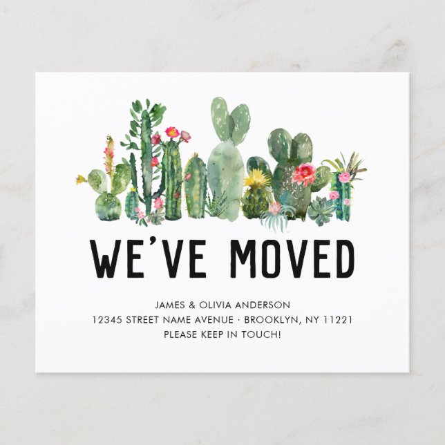 Budget Cactus We've Moved Home Moving Announcement (Front)